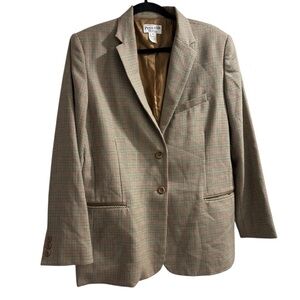 Pendleton Women's Checkered Wool Blazer - Brown and Tan Size 18